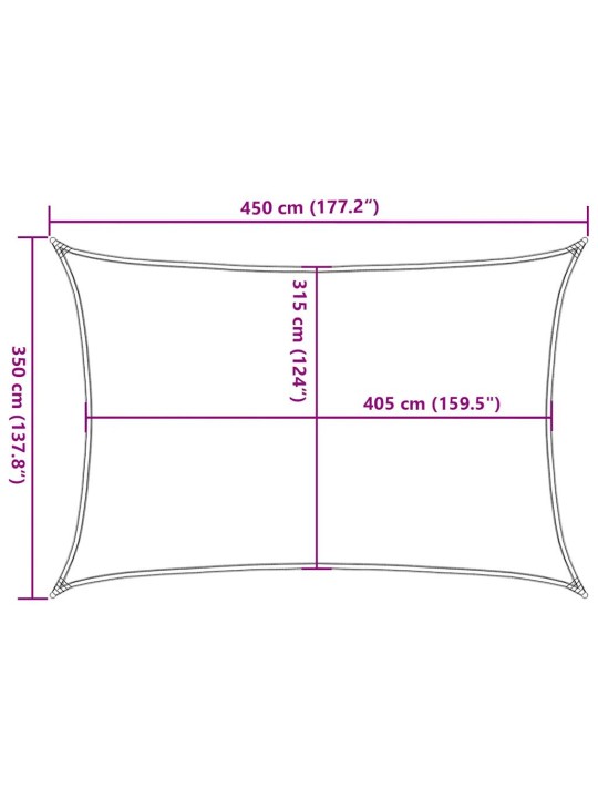 Päikesepuri 160 g/m² ristkülik, sinine, 3,5x4,5 m, hdpe