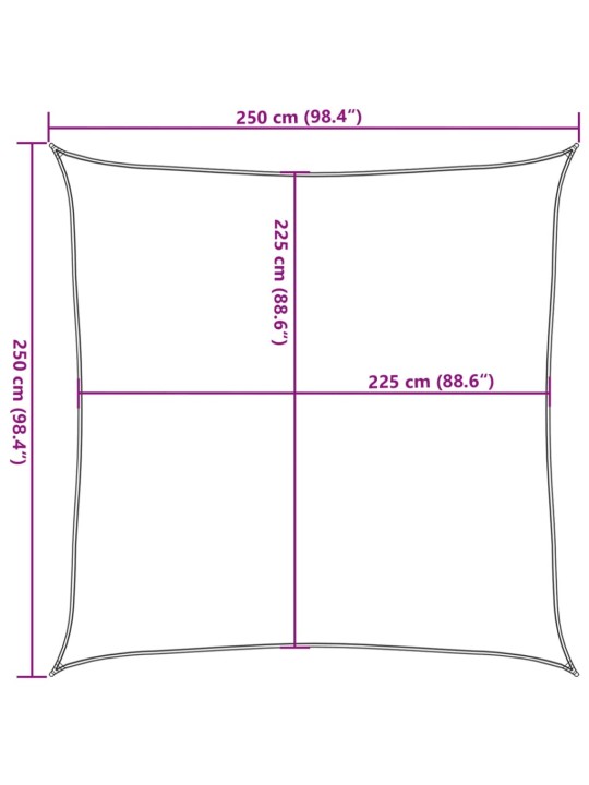 Päikesepuri, 160 g/m², kollane, 2,5 x 2,5 m, hdpe