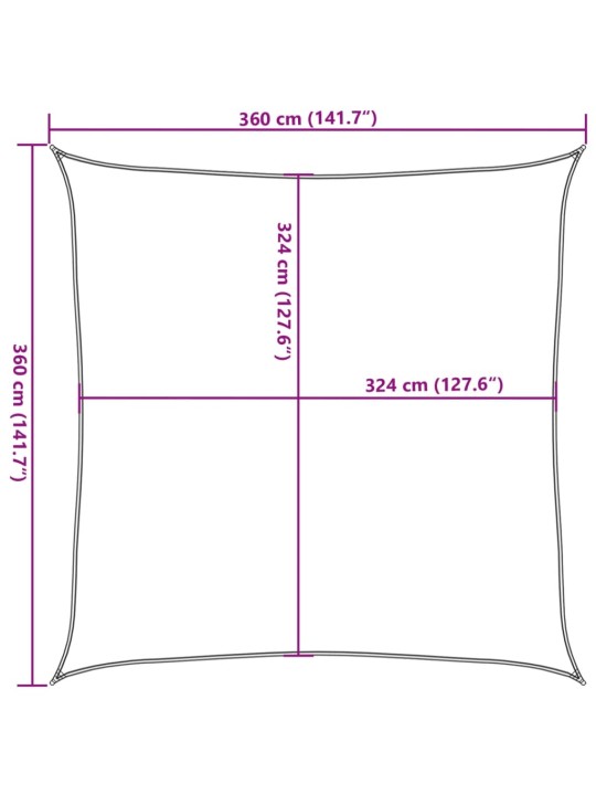 Päikesepuri 160 g/m² must 3,6 x 3,6 m hdpe