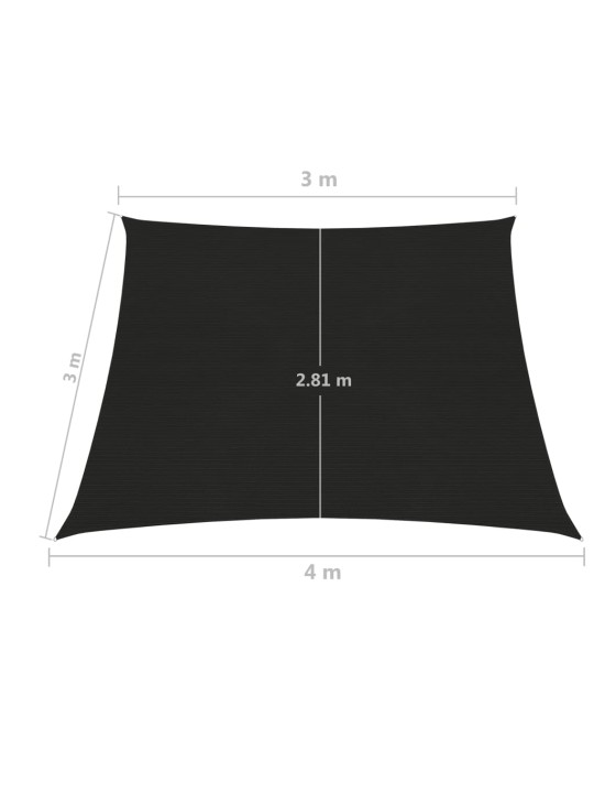 Päikesepuri 160 g/m², must, 3/4 x 3 m, hdpe