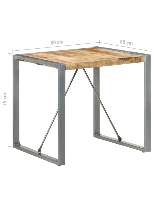 Söögilaud, 80 x 80 x 75 cm, töötlemata mangopuit
