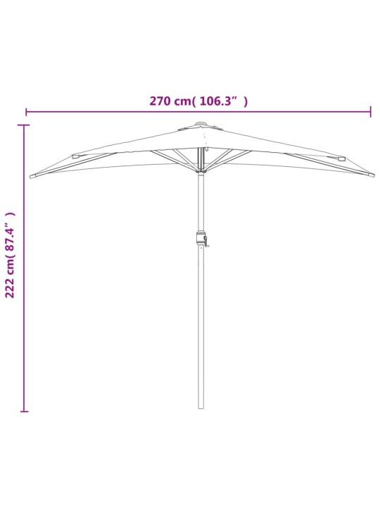 Rõdu päikesevari alumiiniumpost terrakota 270x144x222 poolümar