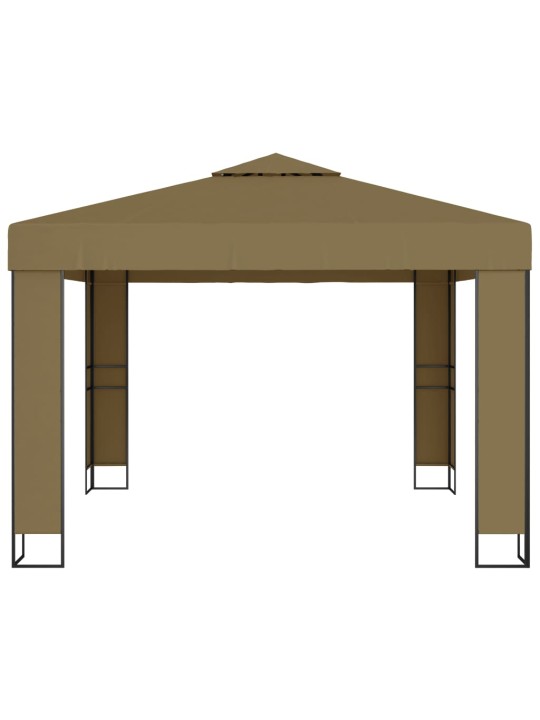 Varjualune, topeltkatusega, 3x3x2,7 m, pruunikashall, 180 g/m²