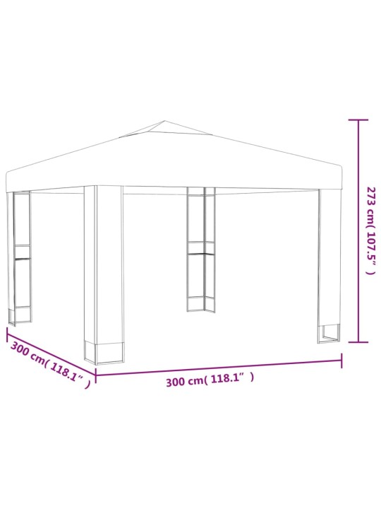 Varjualune, topeltkatusega, 3x3x2,7 m, pruunikashall, 180 g/m²