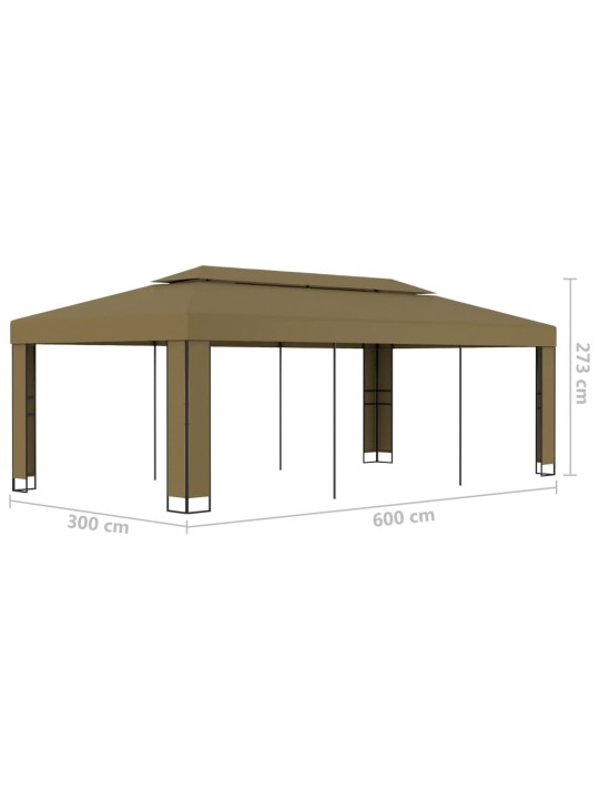 Varjualune, topeltkatusega, 3 x 6 m, pruunikashall, 180 g/m²