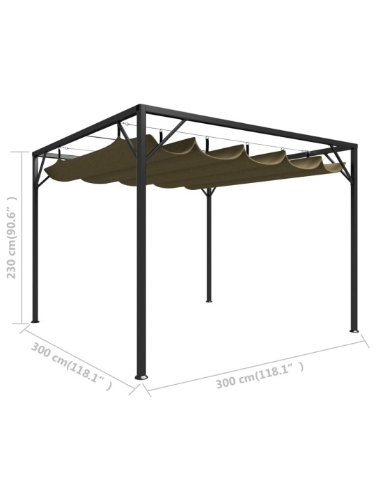 Varjualune eemaldatava katusega 3 x 3 m, pruunikashall 180 g/m²