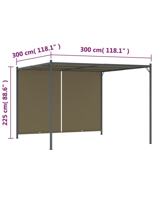 Lehtla eemaldatava katusega 3 x 3 m, pruunikashall 180 g/m²