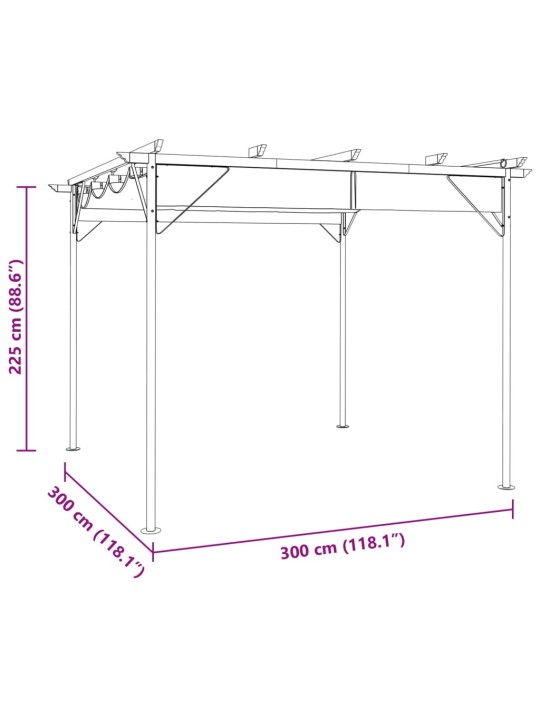 Lehtla eemaldatava katusega 3 x 3 m, pruunikashall 180 g/m²