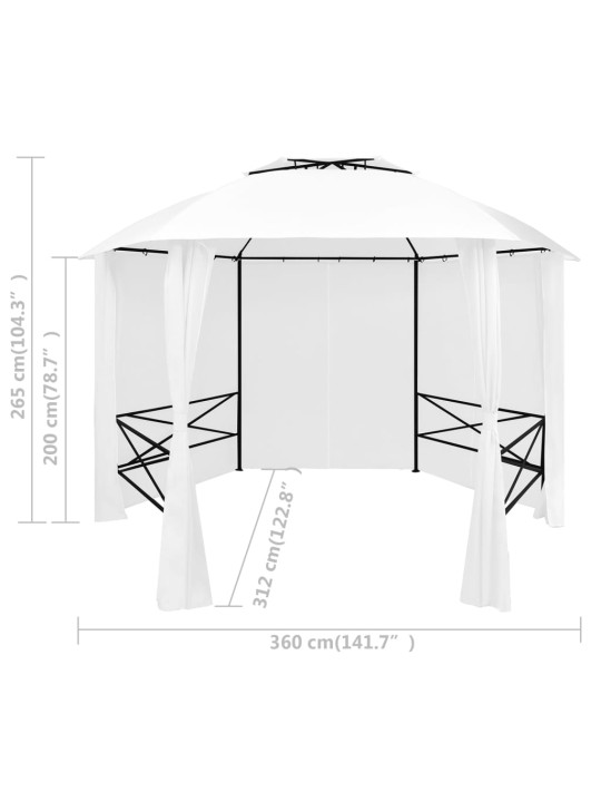 Varikatus kardinatega 360 x 312 x 265 cm valge 180 g/m²