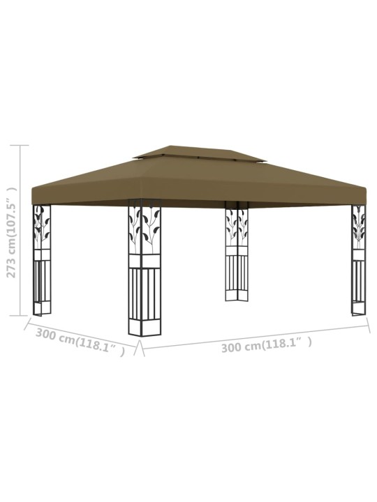 Varjualune, topeltkatusega, 3 x 4 m, pruunikashall, 180 g/m²