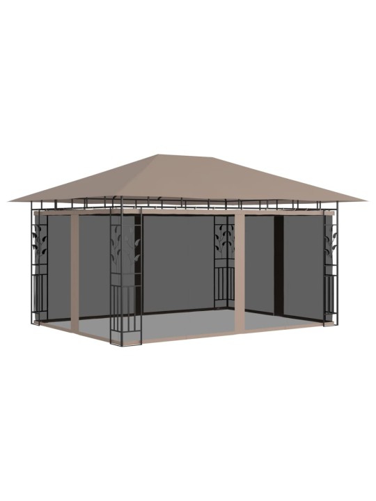 Varjualune sääsevõrguga, 4x3x2,73 m, pruunikashall, 180 g/m²