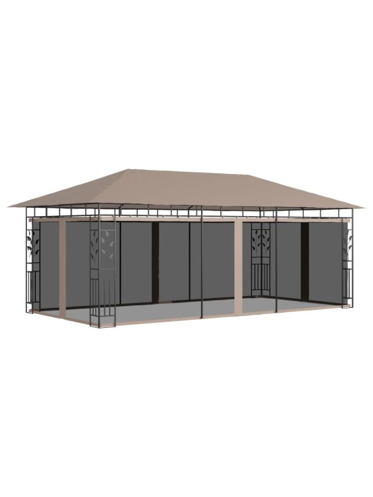 Varjualune sääsevõrguga, 6x3x2,73 m, pruunikashall, 180 g/m²