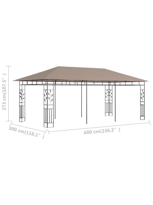 Varjualune sääsevõrguga, 6x3x2,73 m, pruunikashall, 180 g/m²