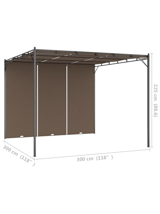 Varjualune küljekardinaga 3 x 3 x 2,25 m pruunikashall