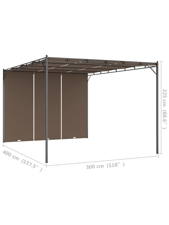 Varjualune küljekardinaga 4 x 3 x 2,25 m pruunikashall