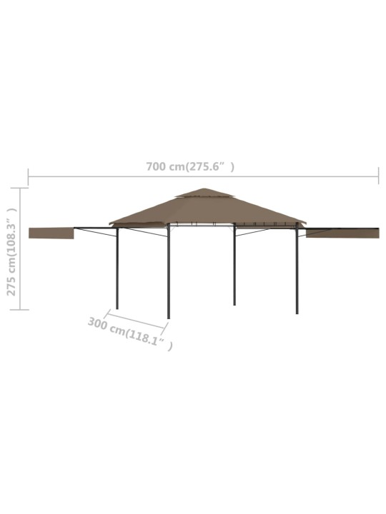 Varjualune, topeltkatusega, 3x3x2,75 m, pruunikashall, 180 g/m²