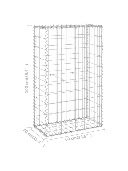 Kattega gabioonsein, tsingitud teras, 60 x 30 x 100 cm