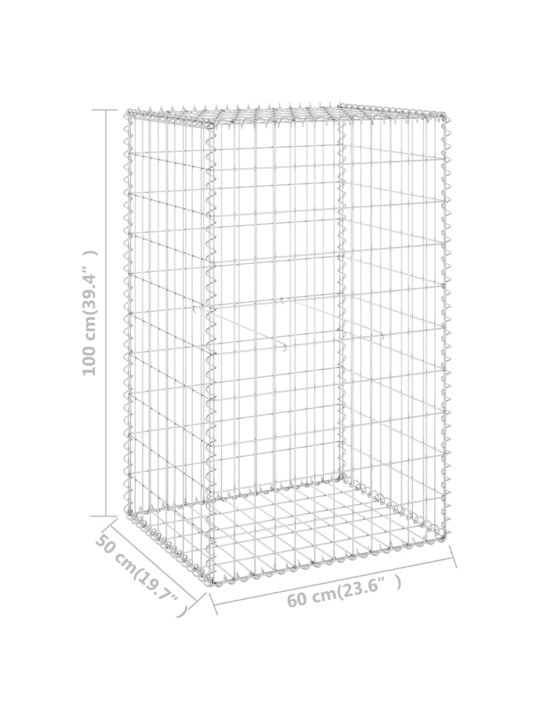 Kattega gabioonsein, tsingitud teras, 60 x 50 x 100 cm