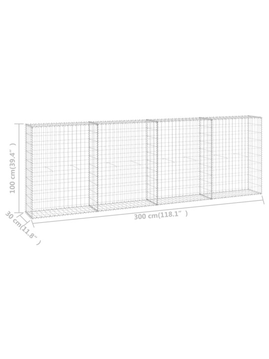 Kattega gabioonsein, tsingitud teras, 300 x 30 x 100 cm