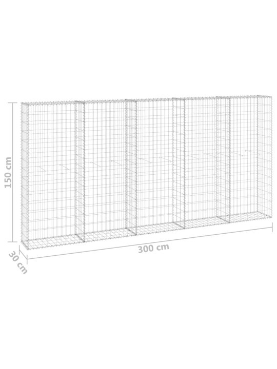 Kattega gabioonsein, tsingitud teras, 300 x 30 x 150 cm