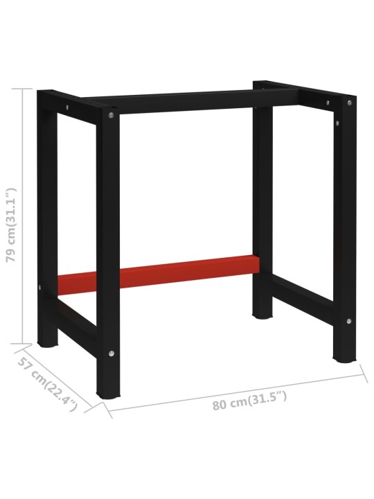 Tööpingi raam metall 80 x 57 x 79 cm, must ja punane