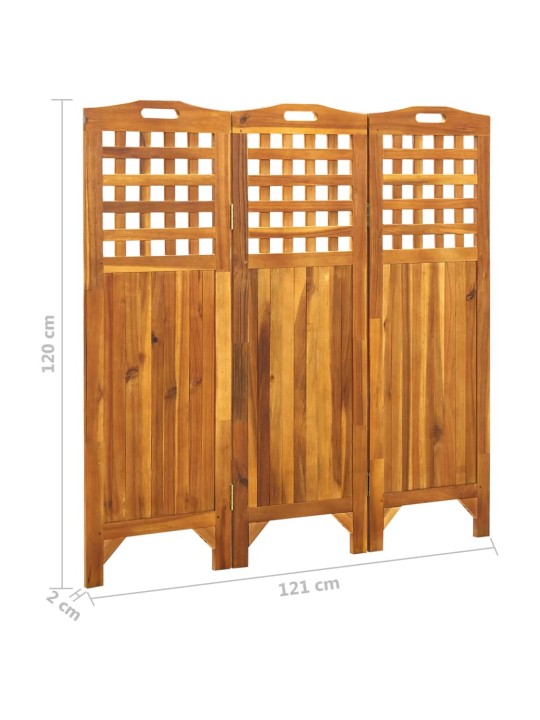 3 paneeliga sirm, 121 x 2 x 120 cm, akaatsiapuit