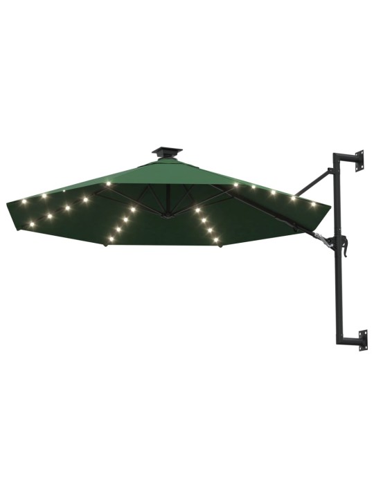 Seina päikesevari LED, metallpost, 300 cm, roheline