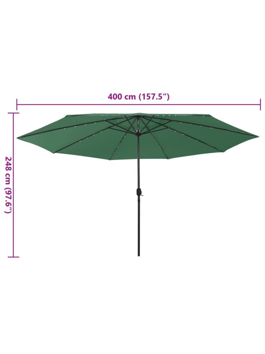 AIA PÄIKESEVARI LED-TULEDEGA, 400 CM, ROHELINE
