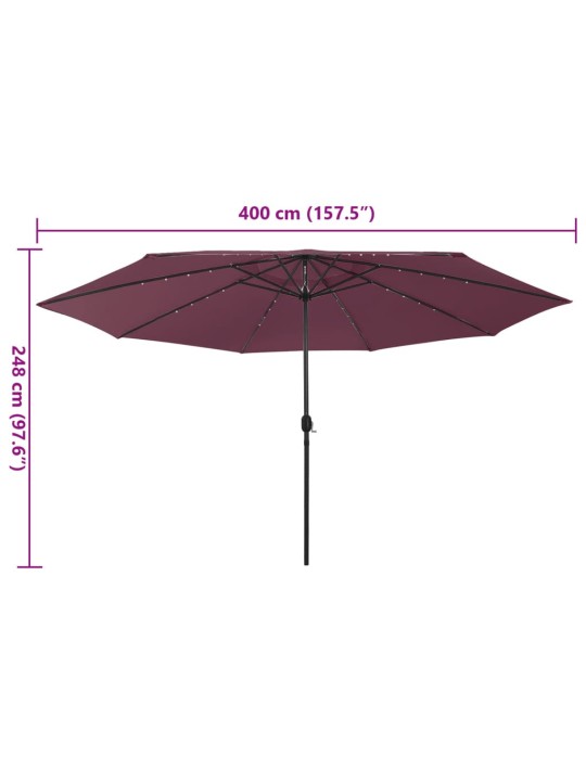 AIA PÄIKESEVARI LED-TULEDEGA, 400 CM, BORDOO