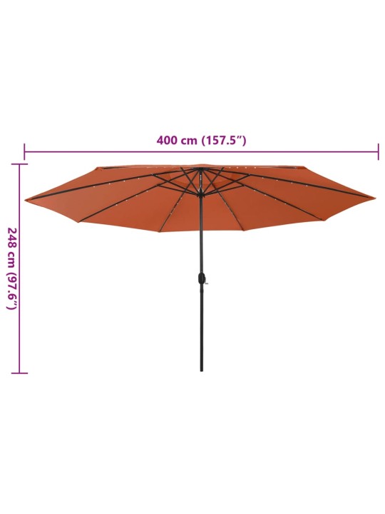 AIA PÄIKESEVARI LED-TULEDEGA, 400 CM, TERRAKOTA