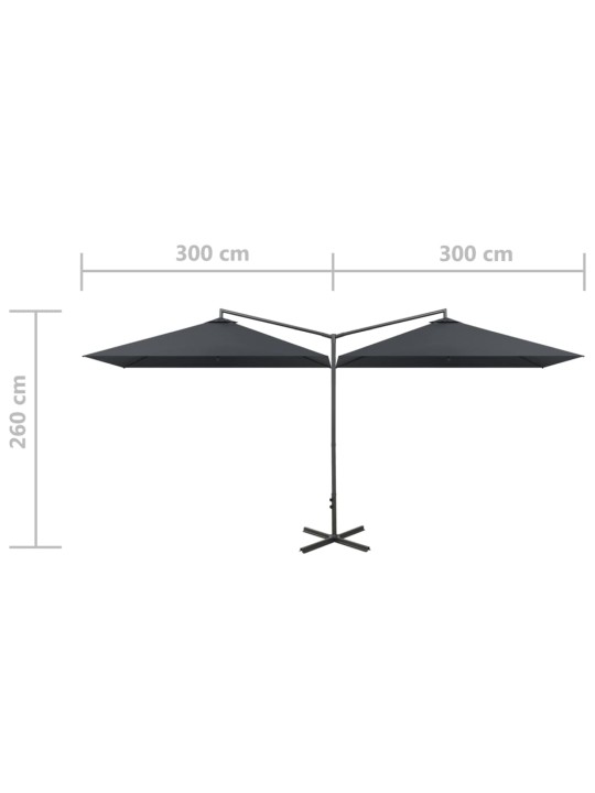 Topelt aia päikesevari, teraspostiga, antratsiit, 600x300 cm