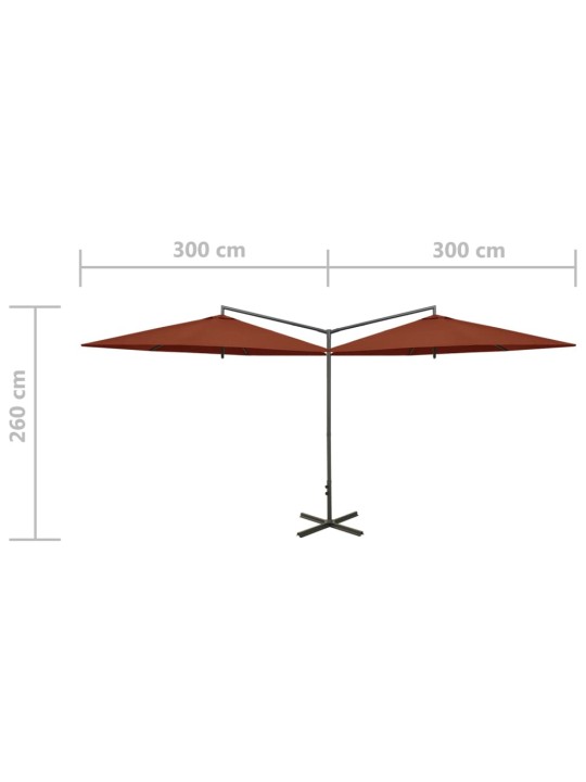 Kahene päikesevari, teraspostiga, terrakota, 600 cm