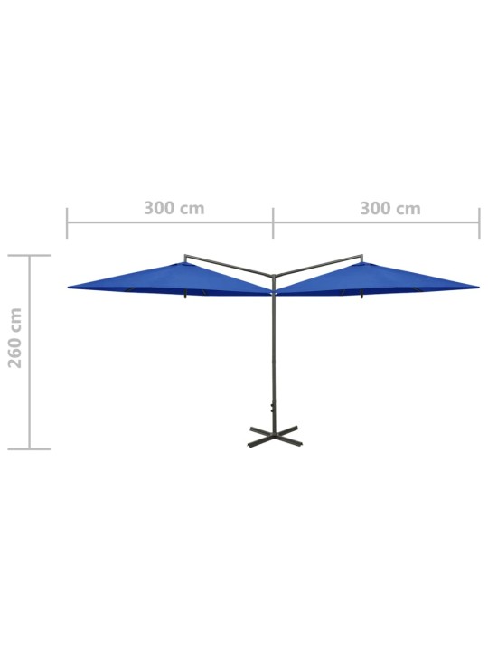 Kahene päikesevari, teraspostiga, taevasinine, 600 cm