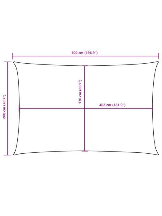 Oxford-kangast päikesepuri, ristkülik, 2 x 5 m, antratsiithall