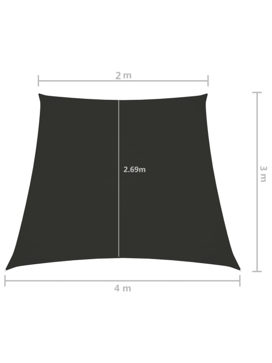 Oxford-kangast päikesepuri trapets, 2/4x3 m antratsiithall