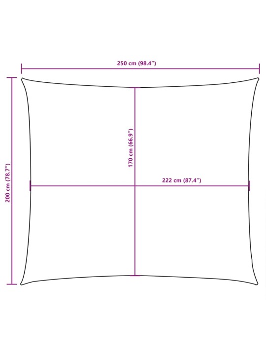 Oxford-kangast päikesepuri, ristkülik, 2 x 2,5 m, beež