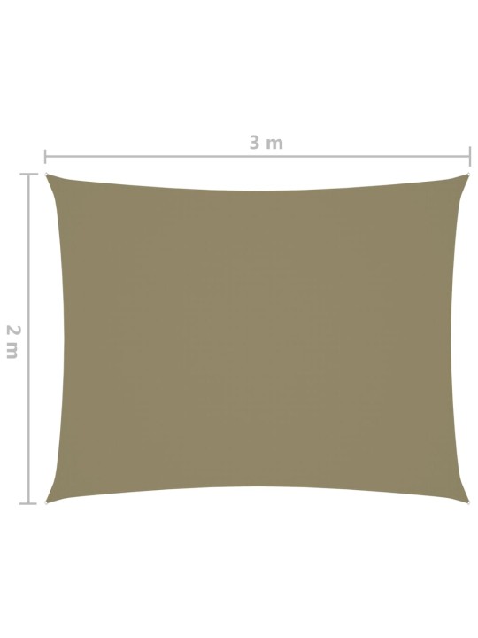 Oxford-kangast päikesepuri, ristkülik, 2 x 3 m, beež