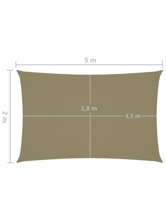 Oxford-kangast päikesepuri, ristkülik, 2 x 5 m, beež