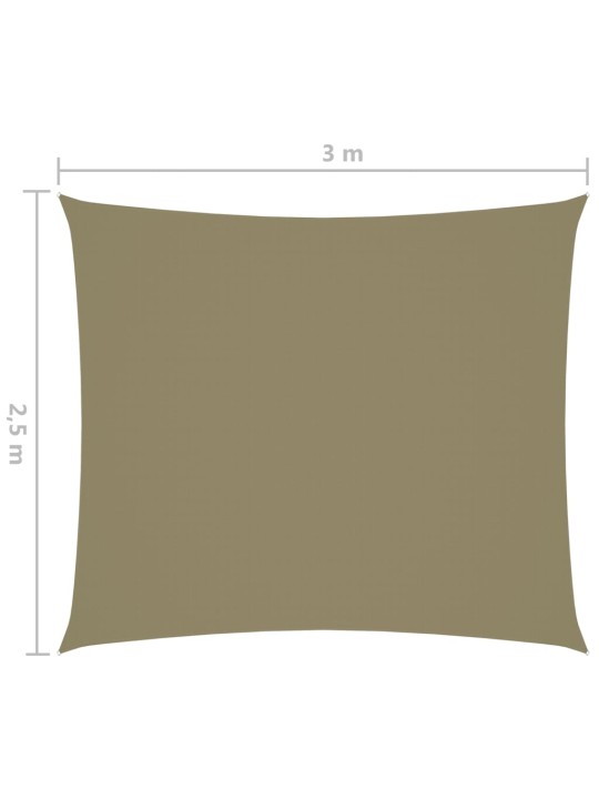 Oxford-kangast päikesepuri, ristkülikukujuline, 2,5 x 3 m, beež