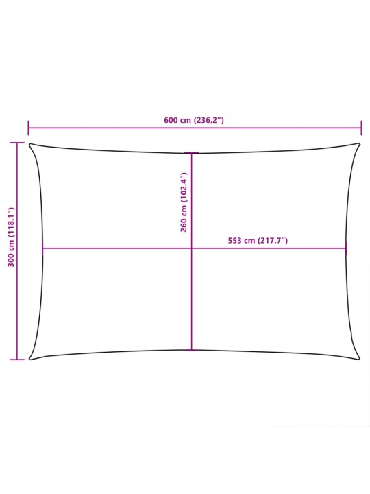 Oxford-kangast päikesepuri, ristkülik, 3 x 6 m, beež
