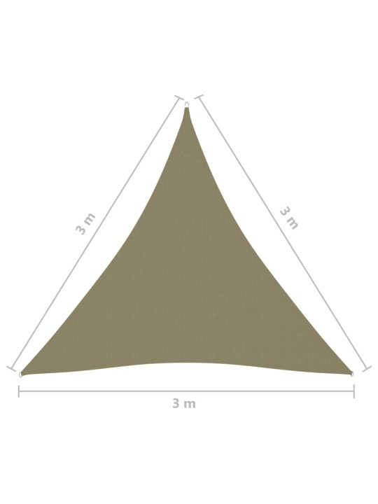 Oxford-kangast päikesepuri, kolmnurkne, 3 x 3 x 3 m, beež