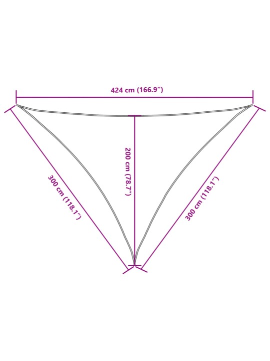 Oxford-kangast päikesepuri, kolmnurkne, 3 x 3 x 4,24 m, beež