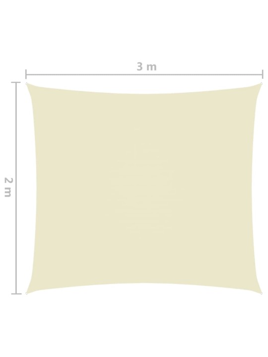 Oxford-kangast päikesepuri, ristkülik, 2 x 3 m, kreemjas