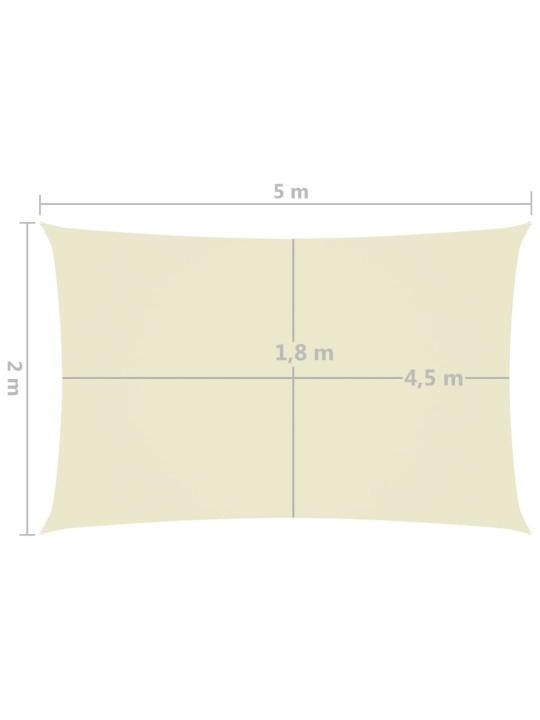 Oxford-kangast päikesepuri, ristkülik, 2 x 5 m kreemjas