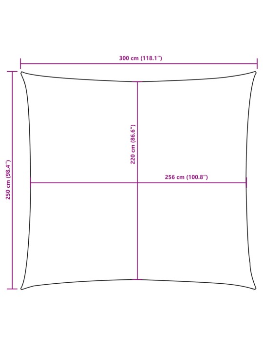 Oxford-kangast päikesepuri, ristkülikukujuline, 2,5 x 3 m