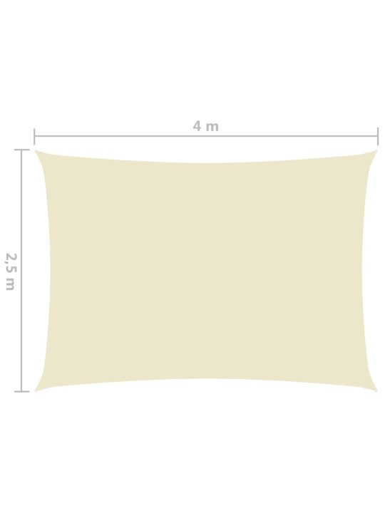 Oxford-kangast päikesepuri, ristkülik, 2,5 x 4 m kreemjas