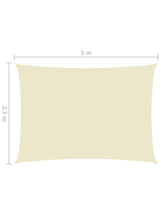 Oxford-kangast päikesepuri, ristkülik, 2,5 x 5 m kreemjas