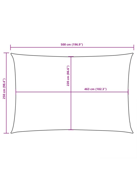 Oxford-kangast päikesepuri, ristkülik, 2,5 x 5 m kreemjas