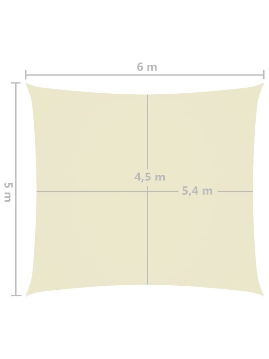 Oxford-kangast päikesepuri, ristkülik, 5 x 6 m kreemjas