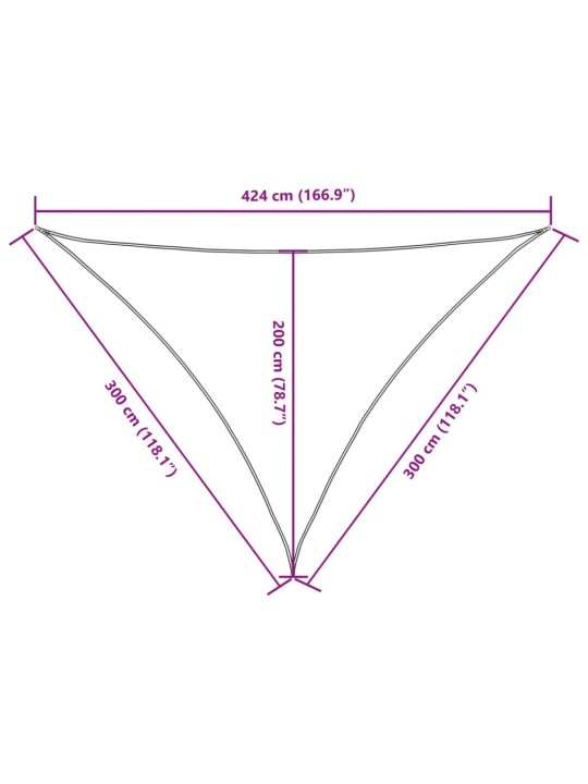 Oxford-kangast päikesepuri, kolmnurk, 3 x 3 x 4,24 m, kreemjas